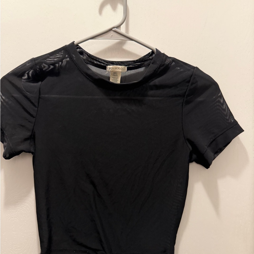 Bozzolo Black Mesh Crop Top